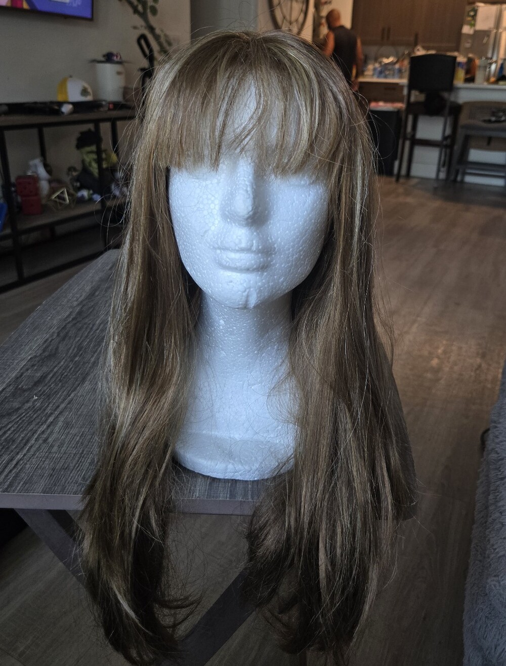 R&B Collection Straight Hair With Bangs Synthetic Wig Light Brown/blonde